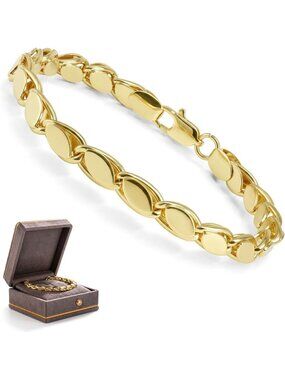 14K Gold Plated Laurel Link Bracelet for Women, Greek Goddess Inspired Jewelry